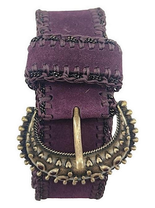 Low suede belt with stitched details in plum Puntovita & Arsenice | PV2058297
